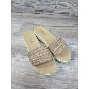 AMERICAN EXCHANGE Women's Shiny Gold & Copper Slip-On Sandals Size 9 Shoes